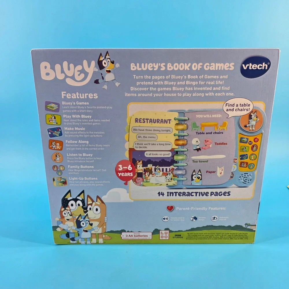 VTech Bluey's Book of Games Interactive Electronic Learning Toy 14 Pages 3-6 YRS